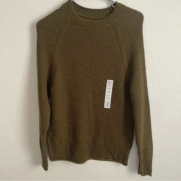 Women’s Sonoma green Everyday waffle Crew Neck Sweater XS NWT - Picture 3 of 9